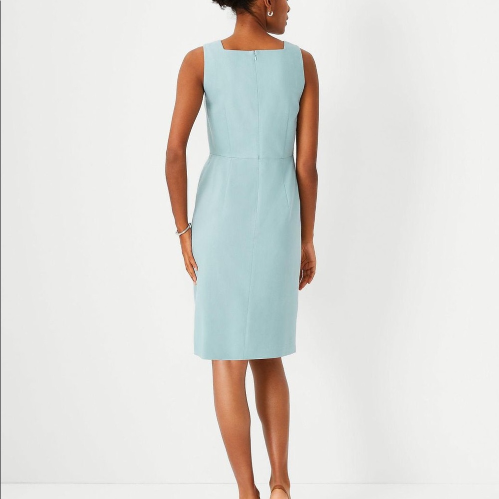 Sleeveless Square Neck Wrap Dress Linen Blue NEW WITH TAGS